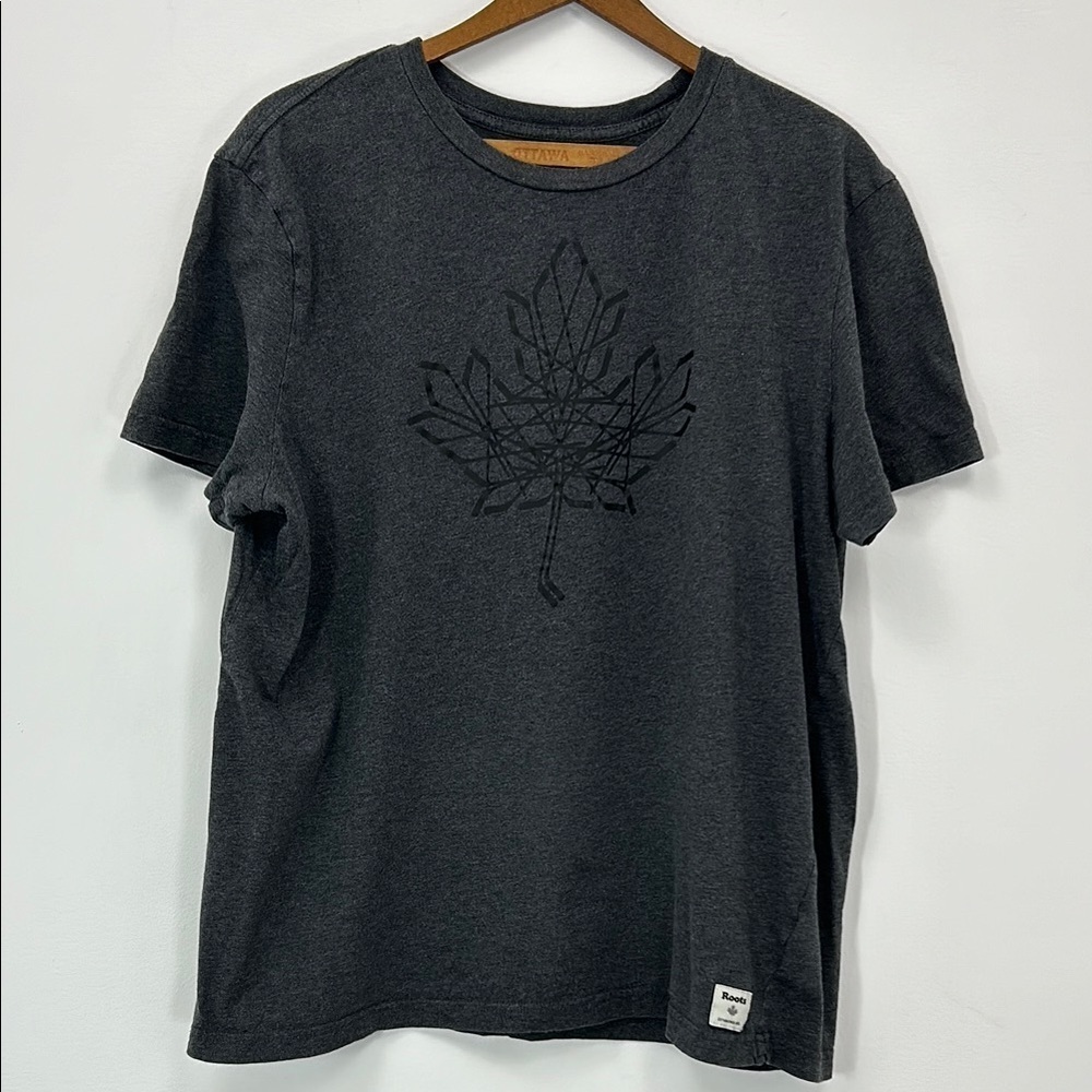 Roots Graphic T-Shirt Canada Hockey 100% Cotton Exercise Walk Run Yoga Gym Cozy